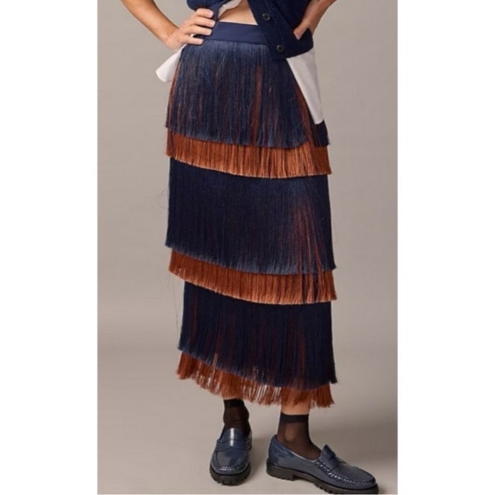 J. Crew Collection Tiered Fringe Skirt— Size 4